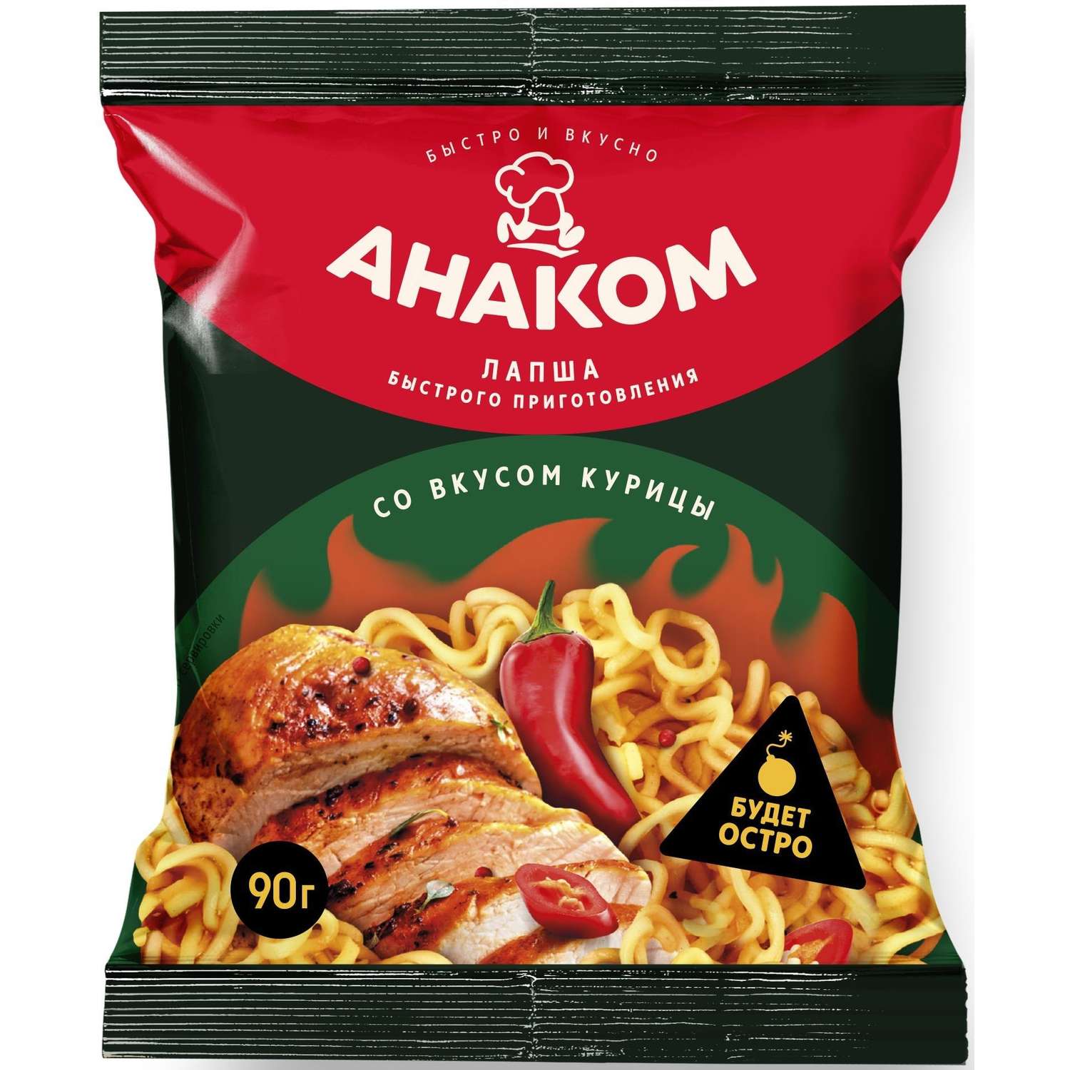 Лапша быстрого приготовления Анаком со вкусом курицы острая 90г - фото 1