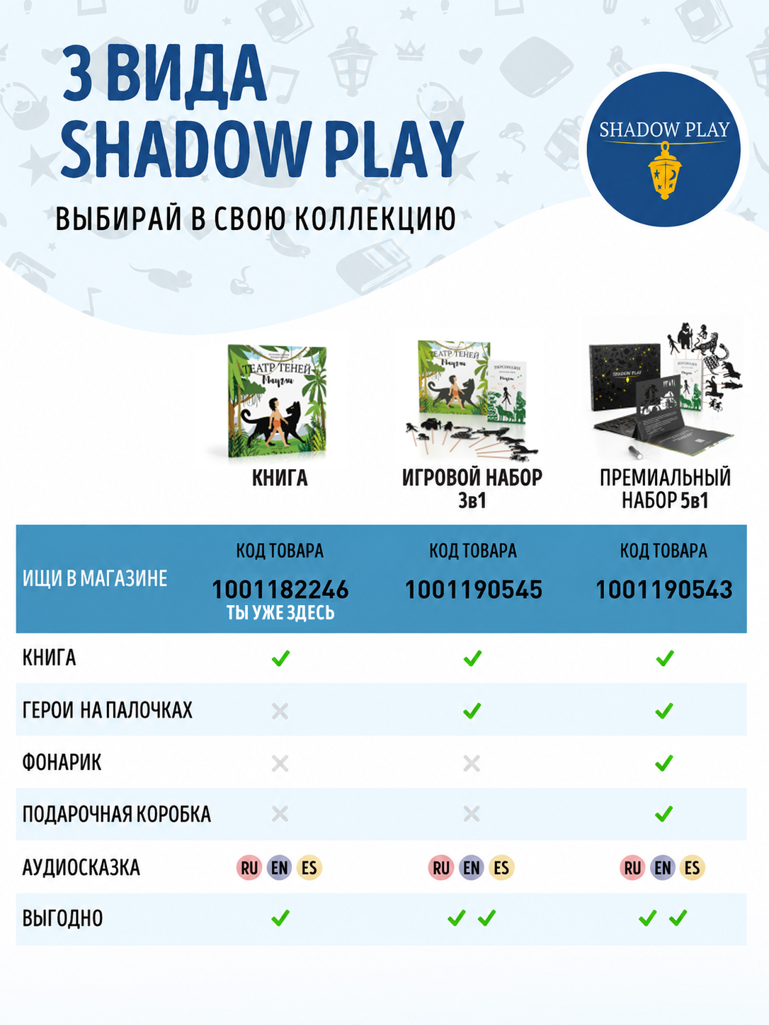 Интерактивная 3д книга для детей Театр теней/SHADOW PLAY Маугли - фото 6