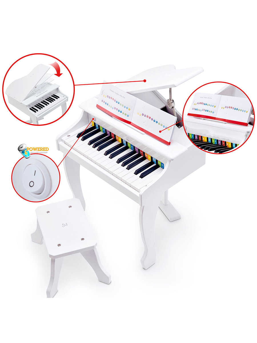 Игрушка музыкальная Hape Рояль пианино Делюкс белый пианино - фото 6