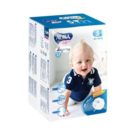 Подгузники AURA BABY XL 12 шт.