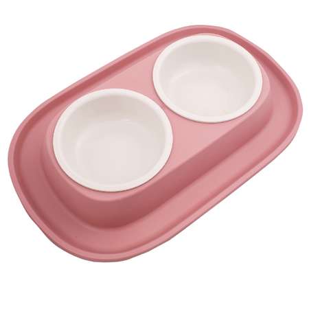 Миска для животных Lilli Pet двойная на подставке Розовый 20-5755