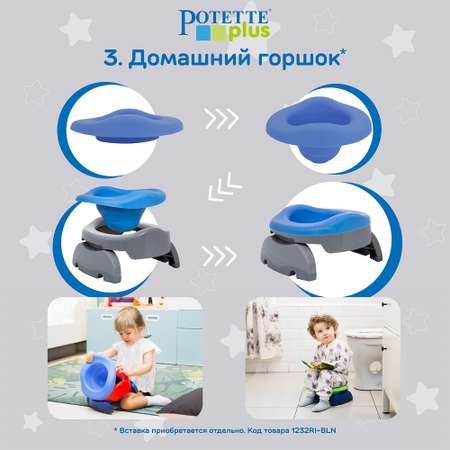 Дорожный горшок Potette Plus складной + 3 одноразовых пакета серый