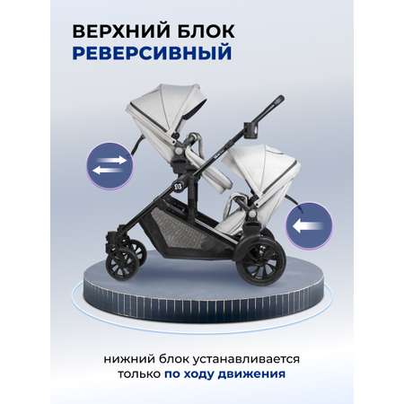 Коляска трансформер для двойни Farfello Silva Duo серый