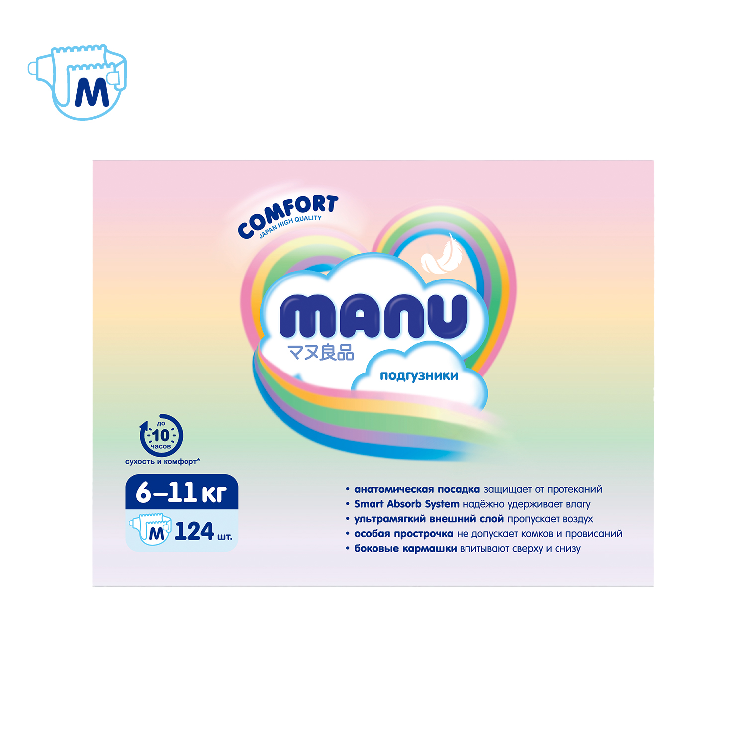 Подгузники Manu Comfort M 6-11кг 124шт - фото 10