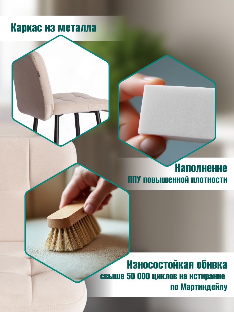 Стул TETCHAIR велюр, бежевый - фото 2