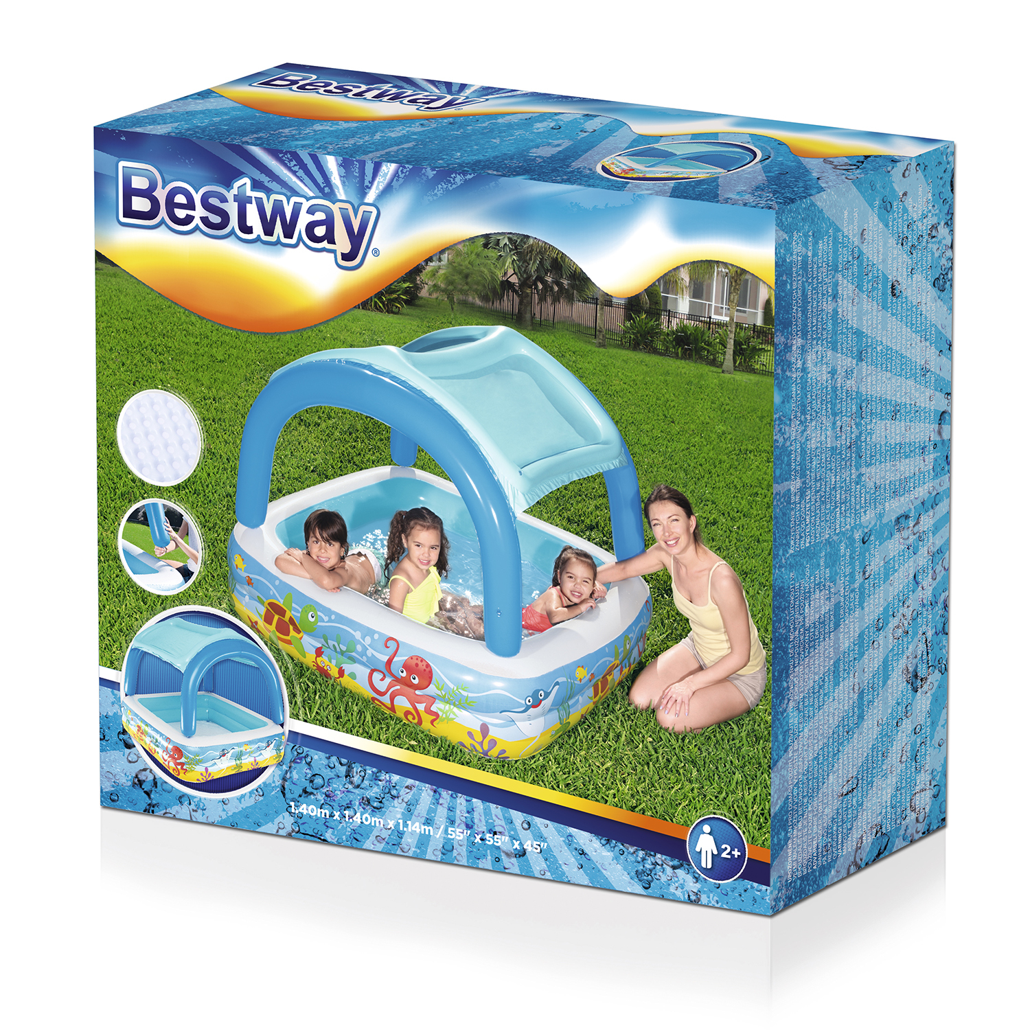 Бассейн надувной Bestway со съемным навесом от солнца 52192 - фото 2