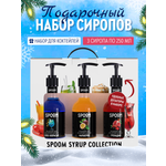 Набор сиропов SPOOM Блю кюрасао Гренадин Маракуйя для коктейлей 3шт 250мл + 3 дозатора