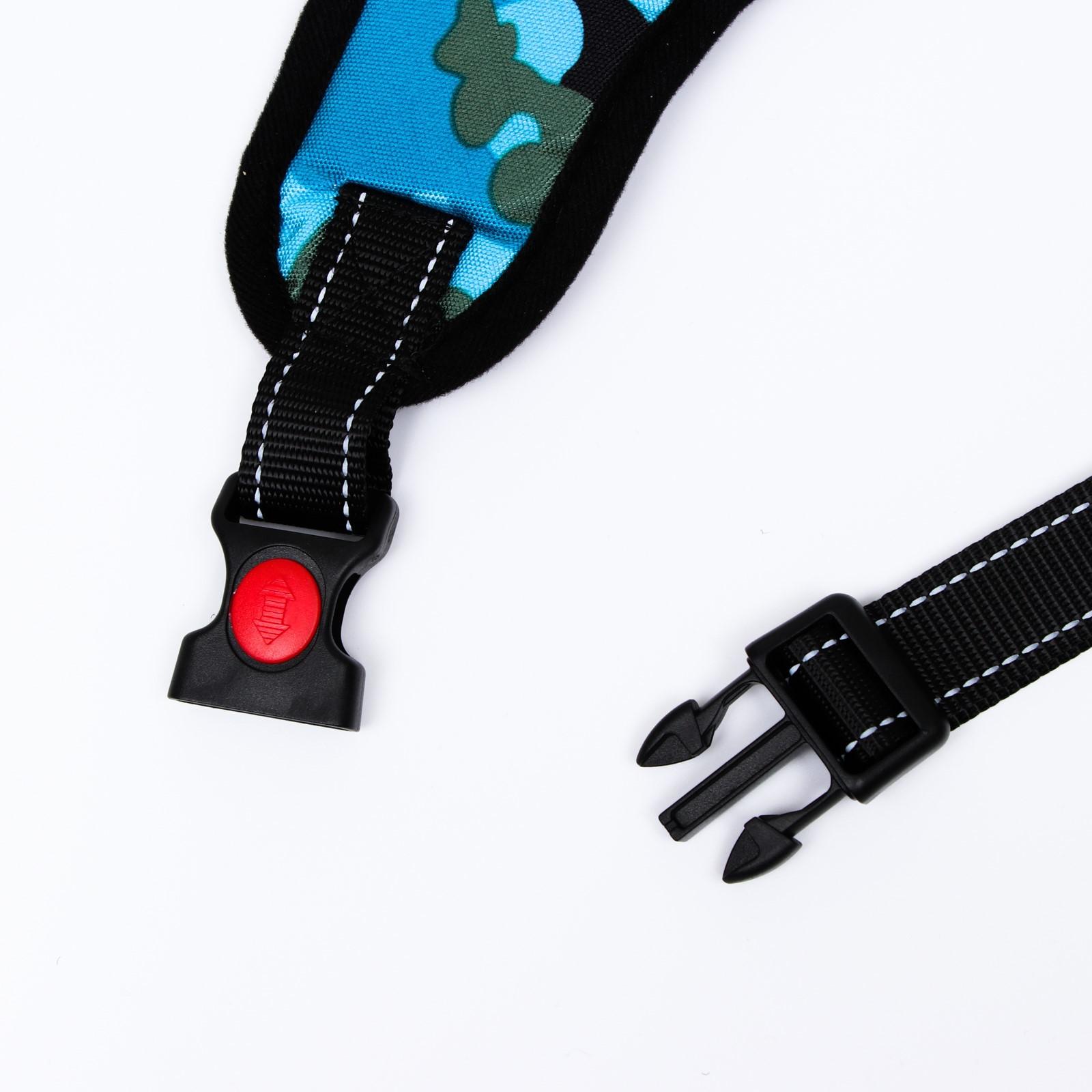 Шлейка Пижон мягкая светоотражающая XL расширенная голубая хаки - фото 6