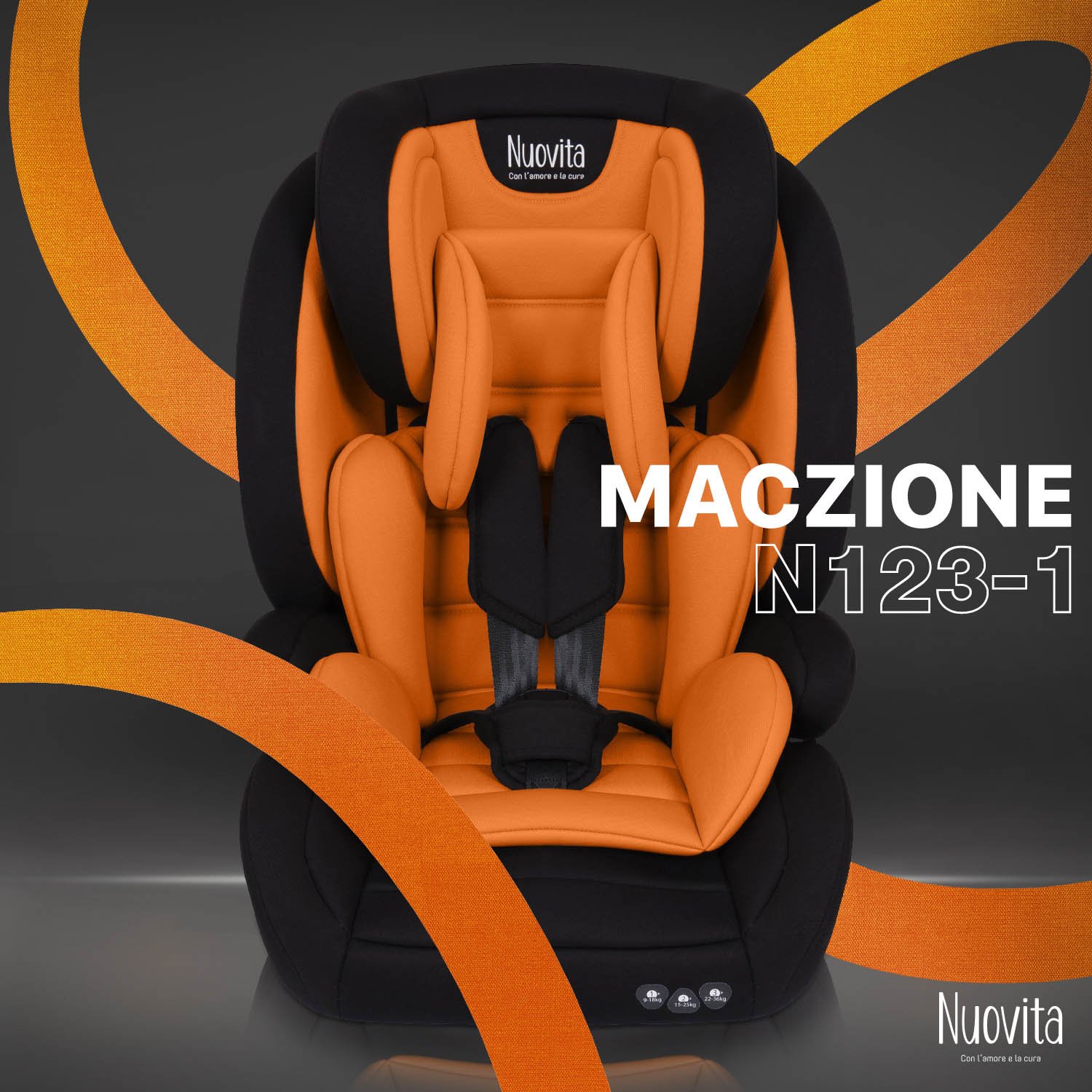Изображение товара Автокресло Nuovita Maczione N123-1 1/2/3 (9-36 кг) оранжевый Изображение товара Автокресло Nuovita Maczione N123-1 1/2/3 (9-36 кг) оранжевый