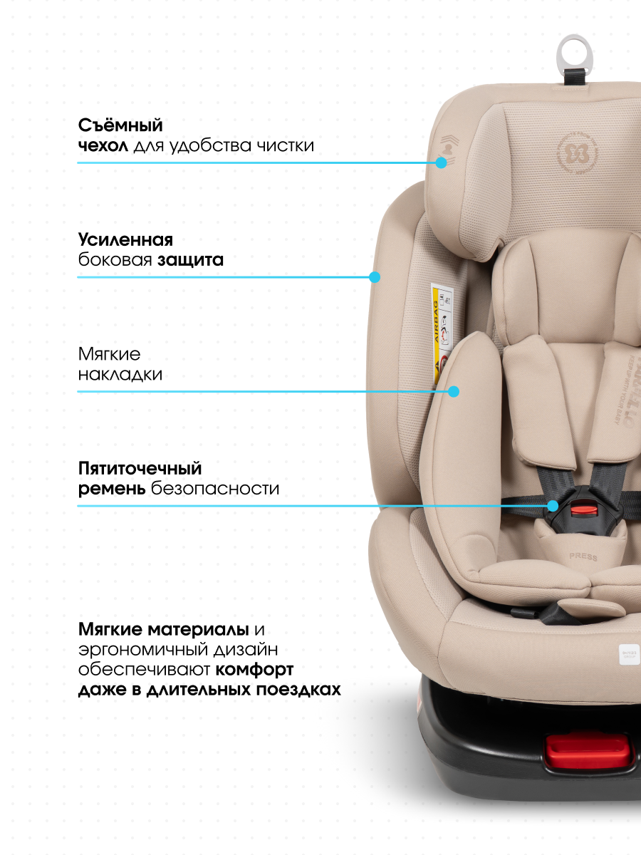 Автокресло Farfello YB102A Isofix 0+/1/2/3 (0-36 кг) бежевый - фото 5