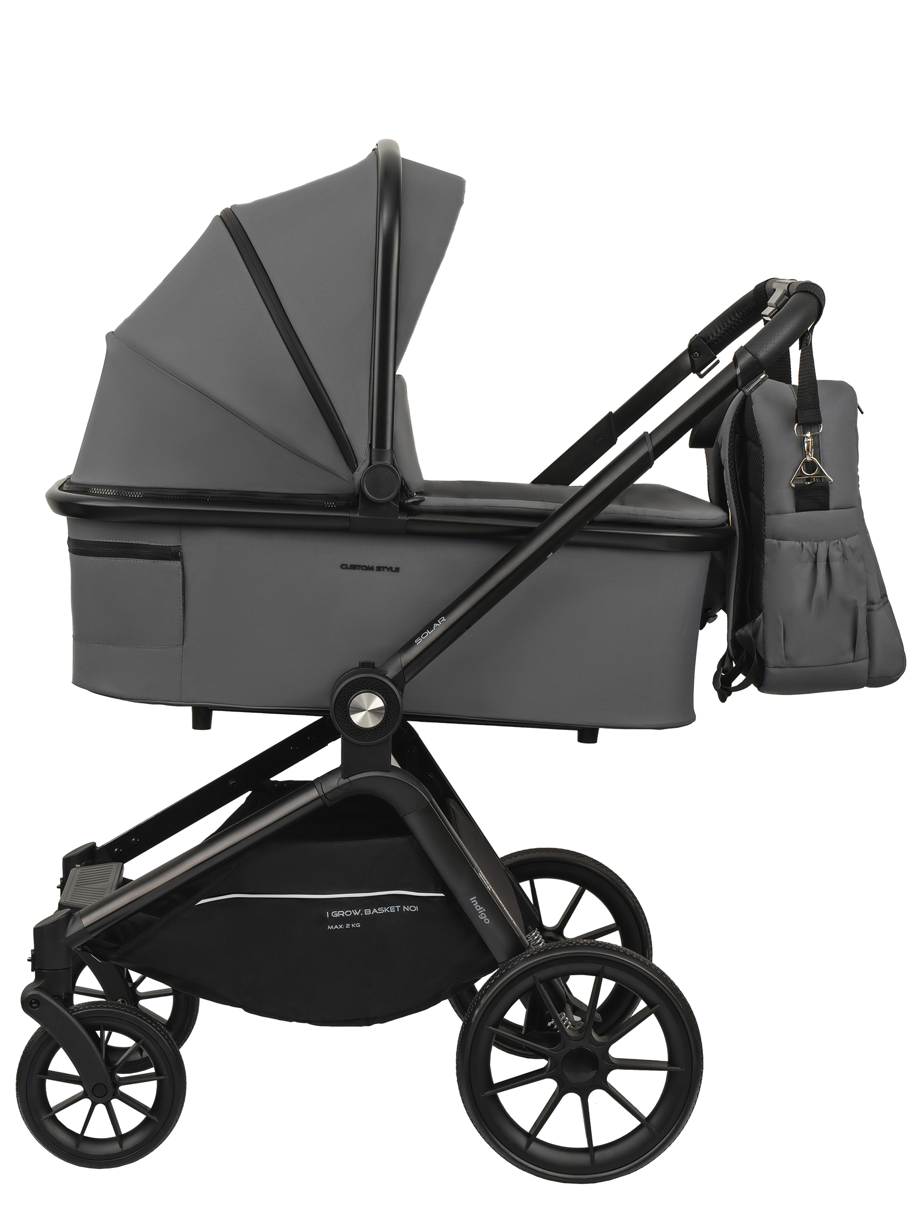 Коляска 2в1 Indigo Solar серый - фото 3