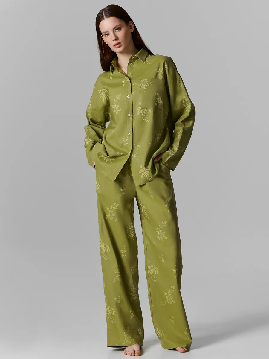 Рубашка Mark Formelle (Марк Формэль) 502985-1/цветы на оливковом - фото 1