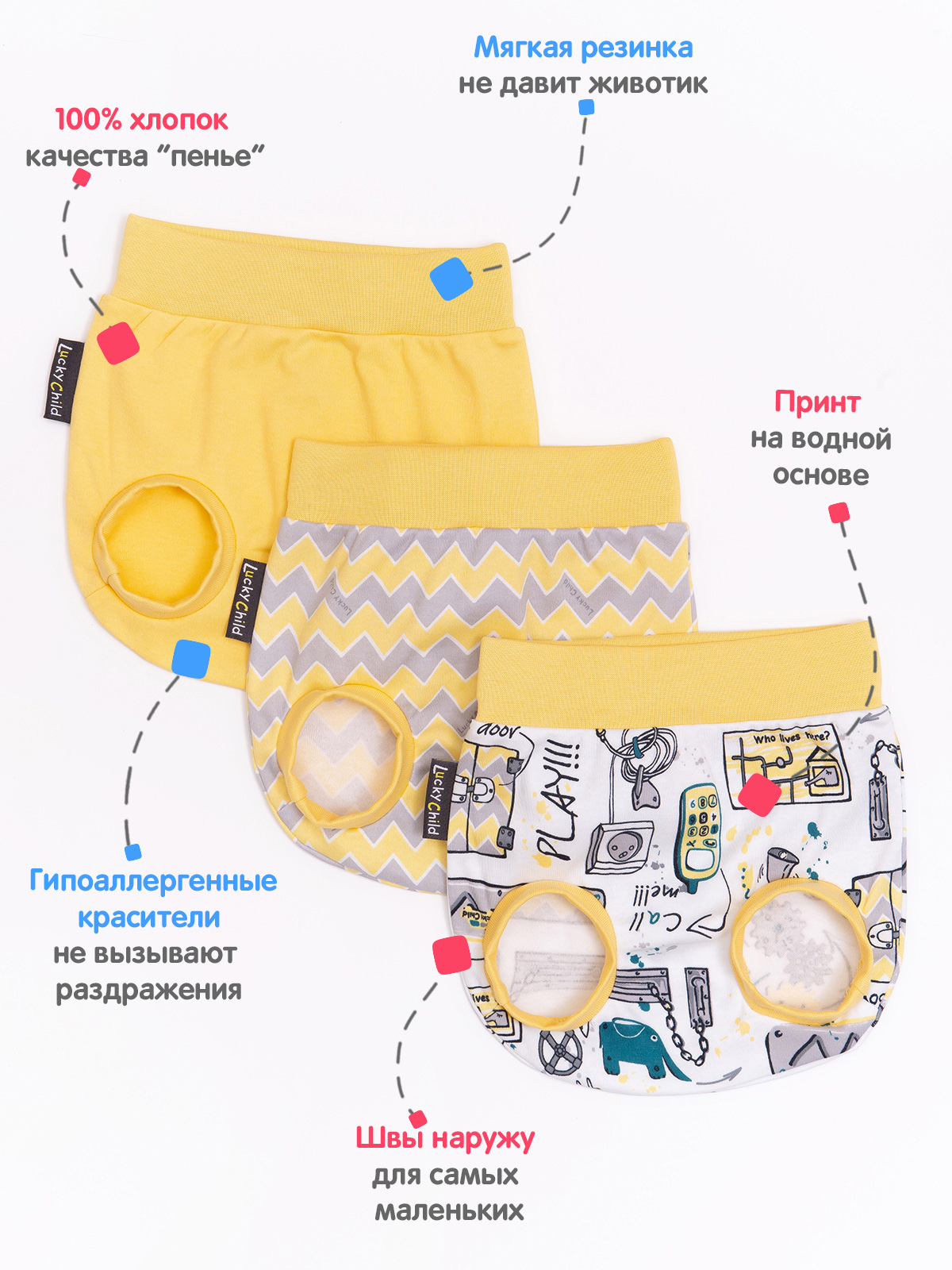 Трусы 3 шт Lucky Child 30-155/3шт/0-2 - фото 4