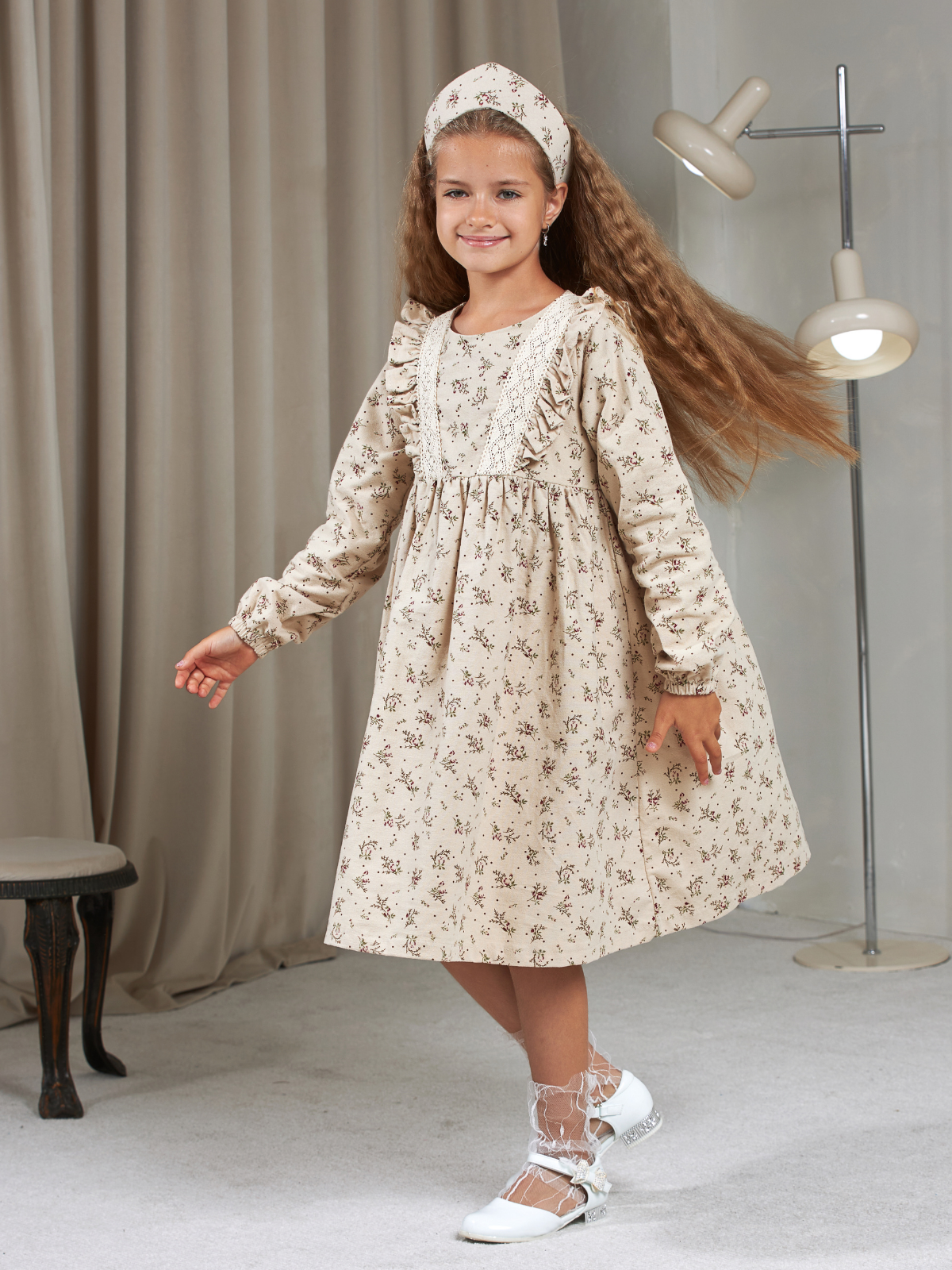 Платье MOUN платье_фланель/кружево_букет/беж - фото 16