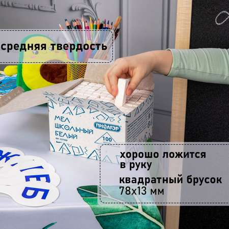 Мел сухой Пифагор 100 шт.