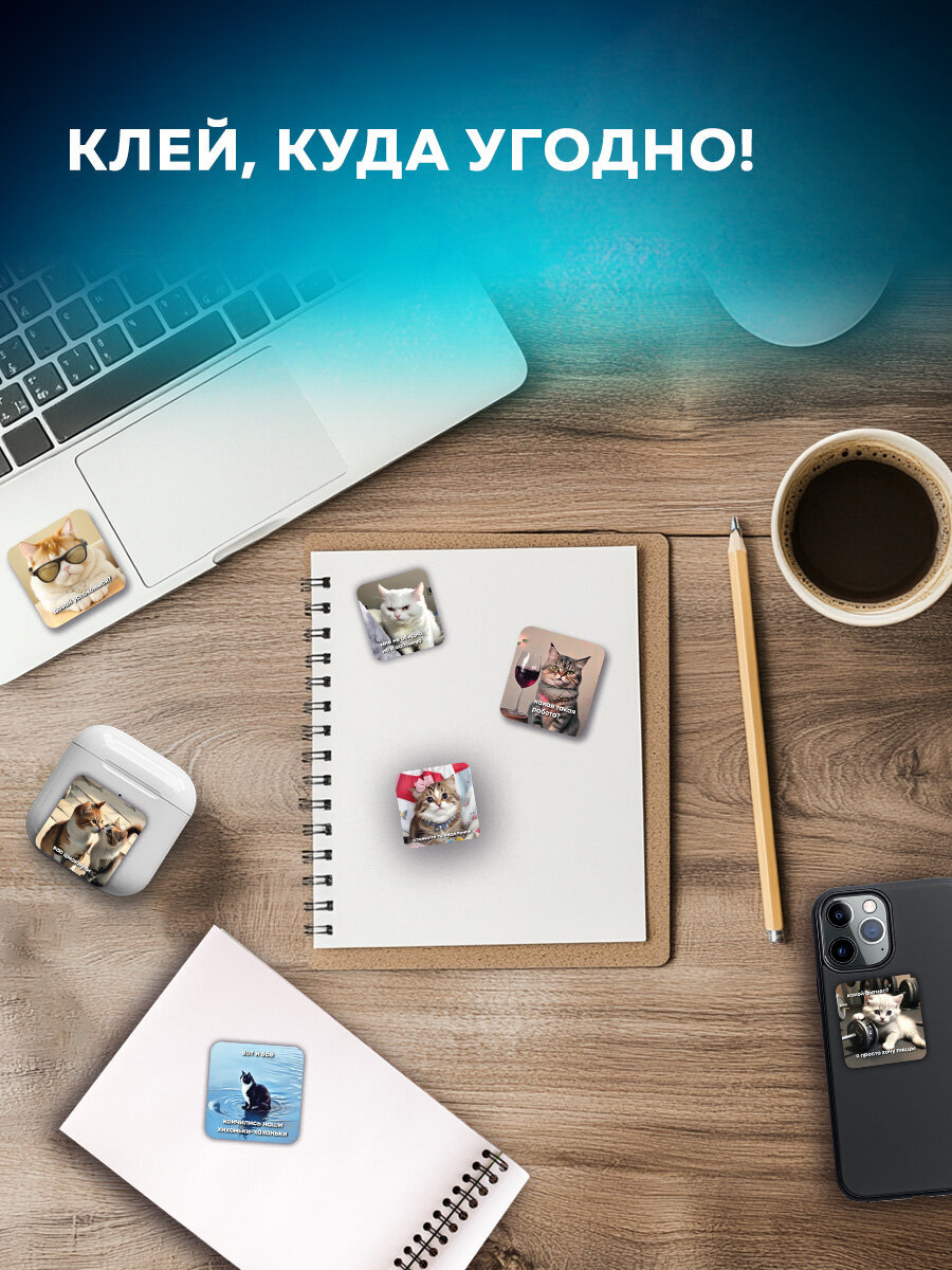 Наклейки Brauberg с котиками и мемами 96 шт. - фото 4