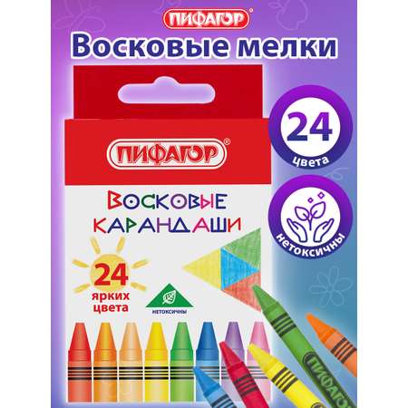 Восковые мелки Пифагор 24 шт.