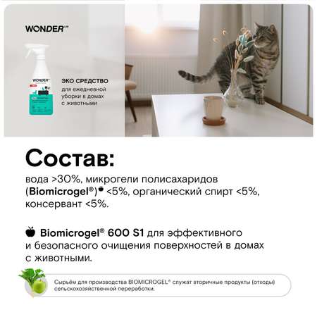 Средство для уборки WONDER Lab в домах с животными 550мл