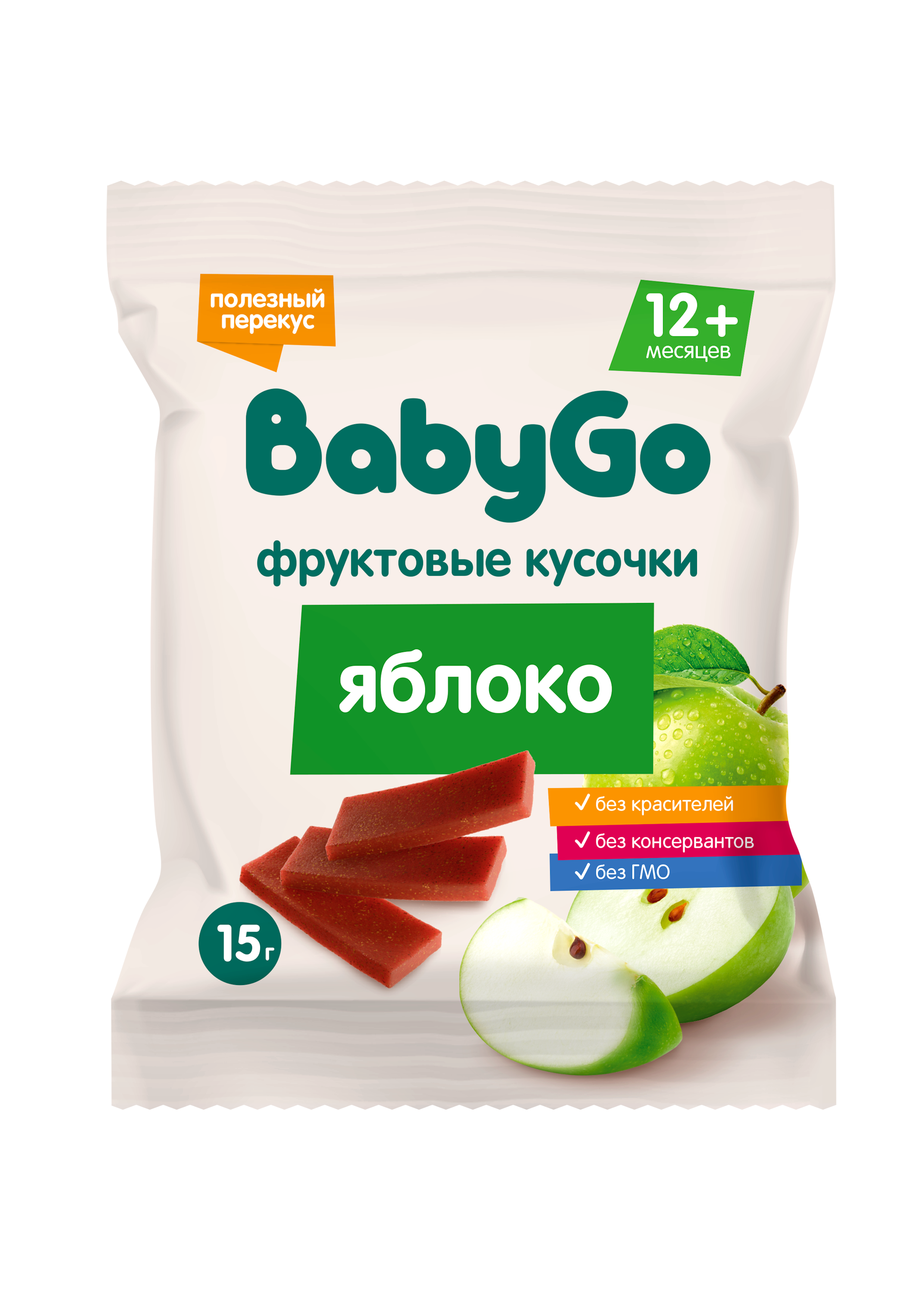 Фруктовые кусочки BabyGo из яблок с 12 мес 15 г - фото 1
