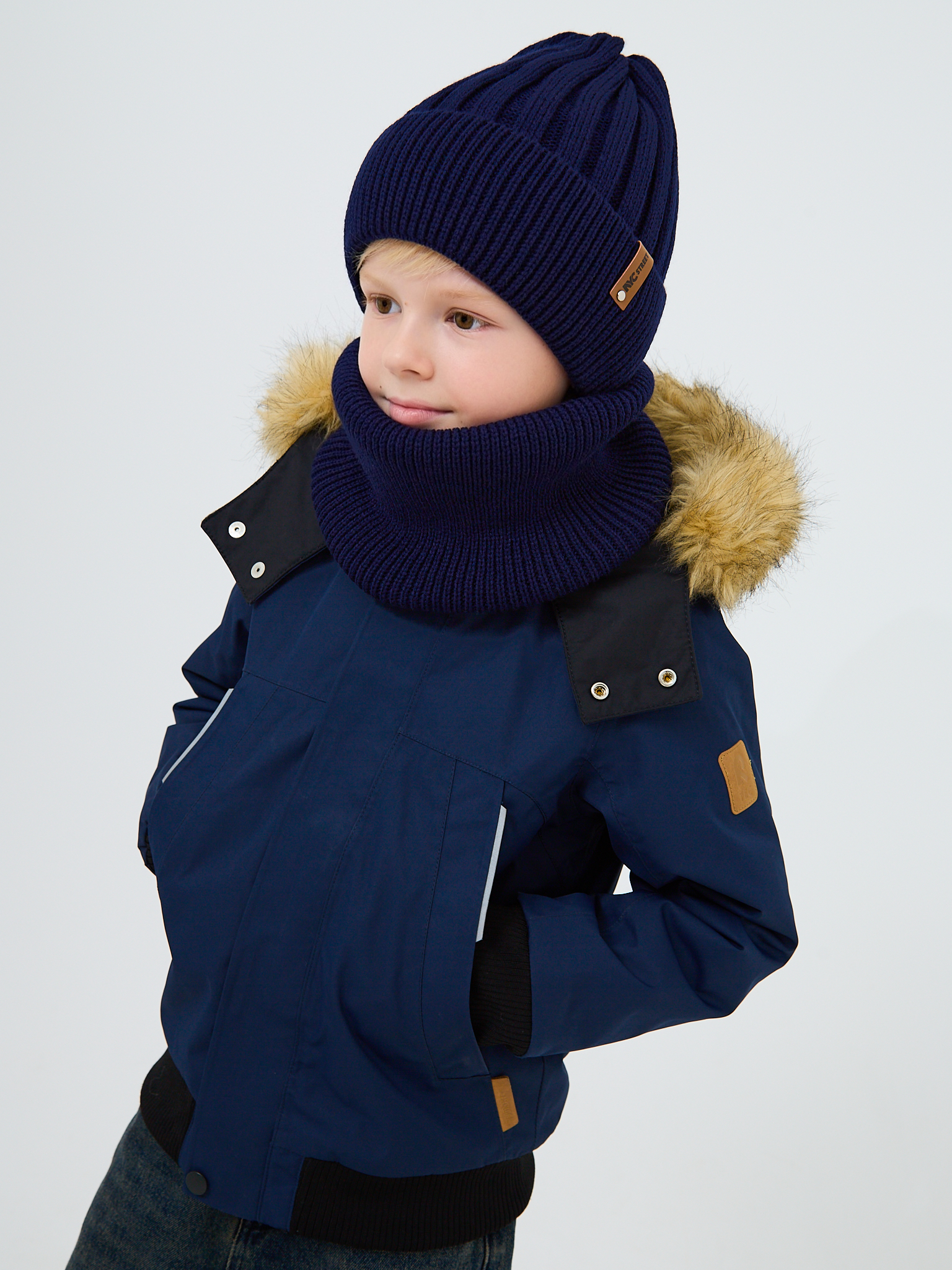 Шапка и снуд NYCkids NYC-H-54-WIDEstr-Dblue - фото 9