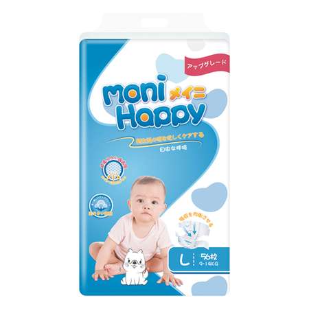 Подгузники Moni Happy ультратонкие L (9-14кг) 56 шт.