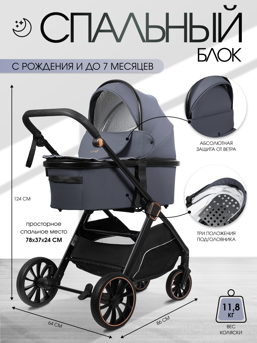 Коляска 3в1 Costa Райдер серый - фото 2