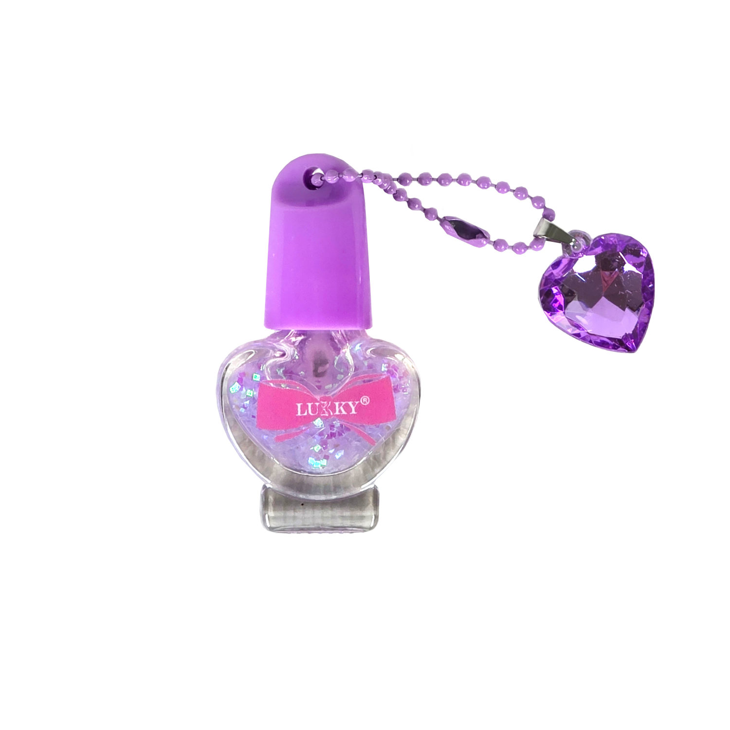 Лак для ногтей peel-off LUKKY сверкающий Charmy Laque фиолетовый и подвеска - фото 2