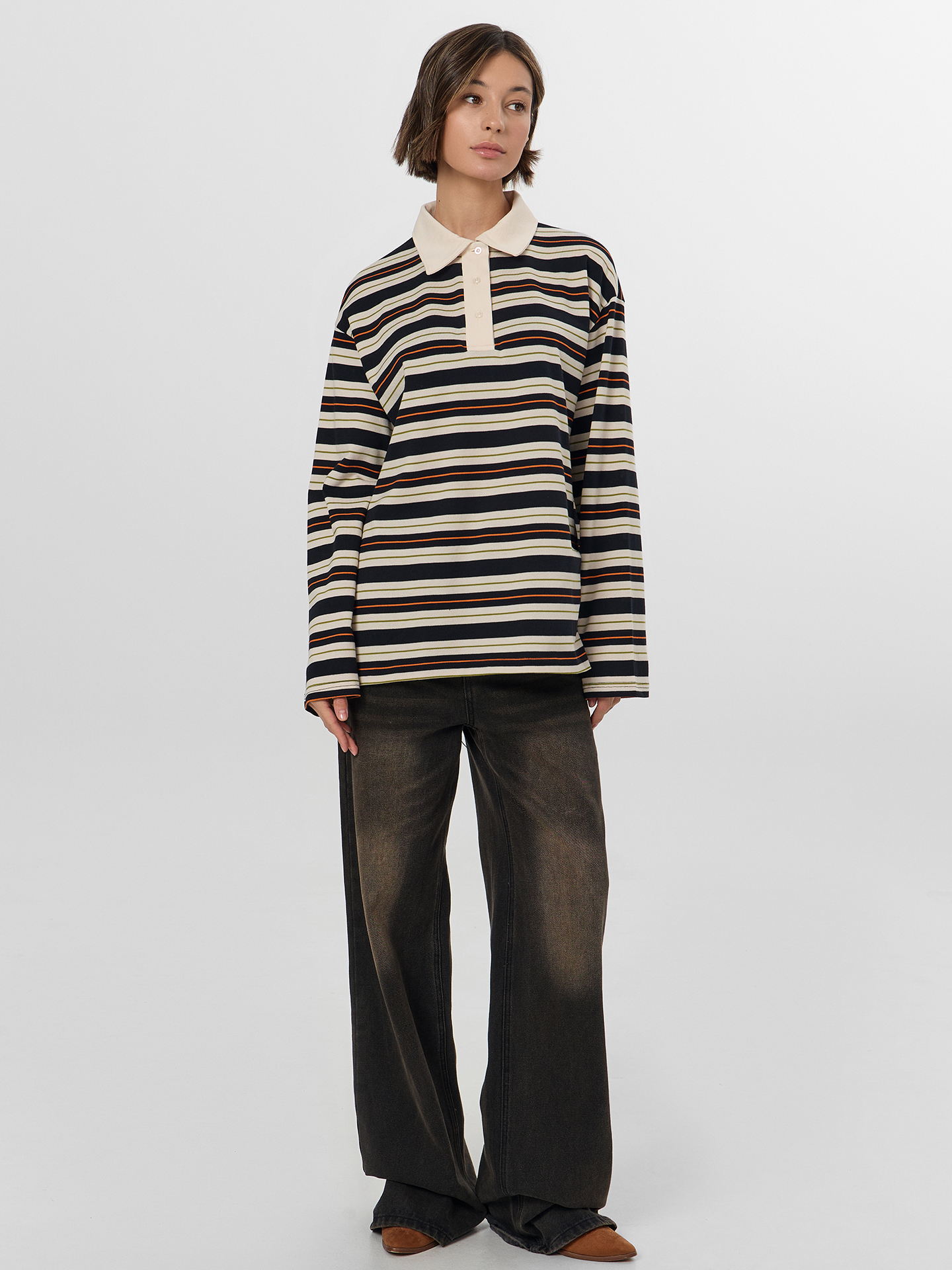 Поло Mark Formelle (Марк Формэль) 122877/молочно -оранжевая полоска - фото 3