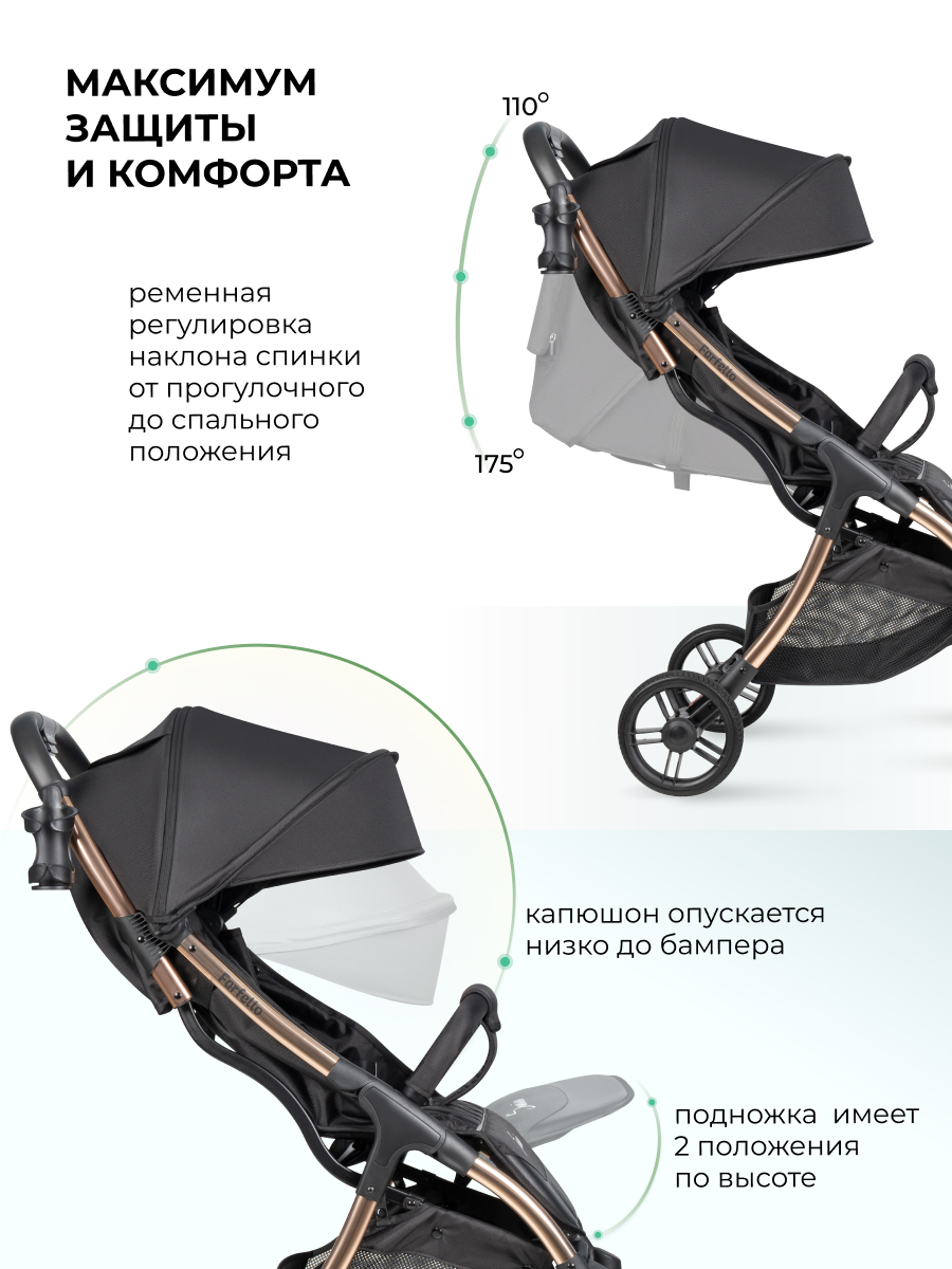 Коляска прогулочная Farfello Sunrise черный - фото 2