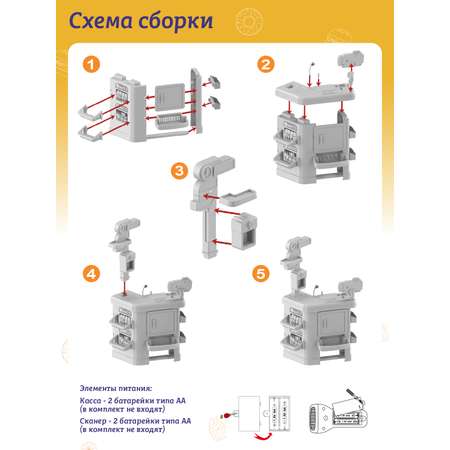 Игровой набор AMORE BELLO прилавок, касса, продукты, тележки и корзинки