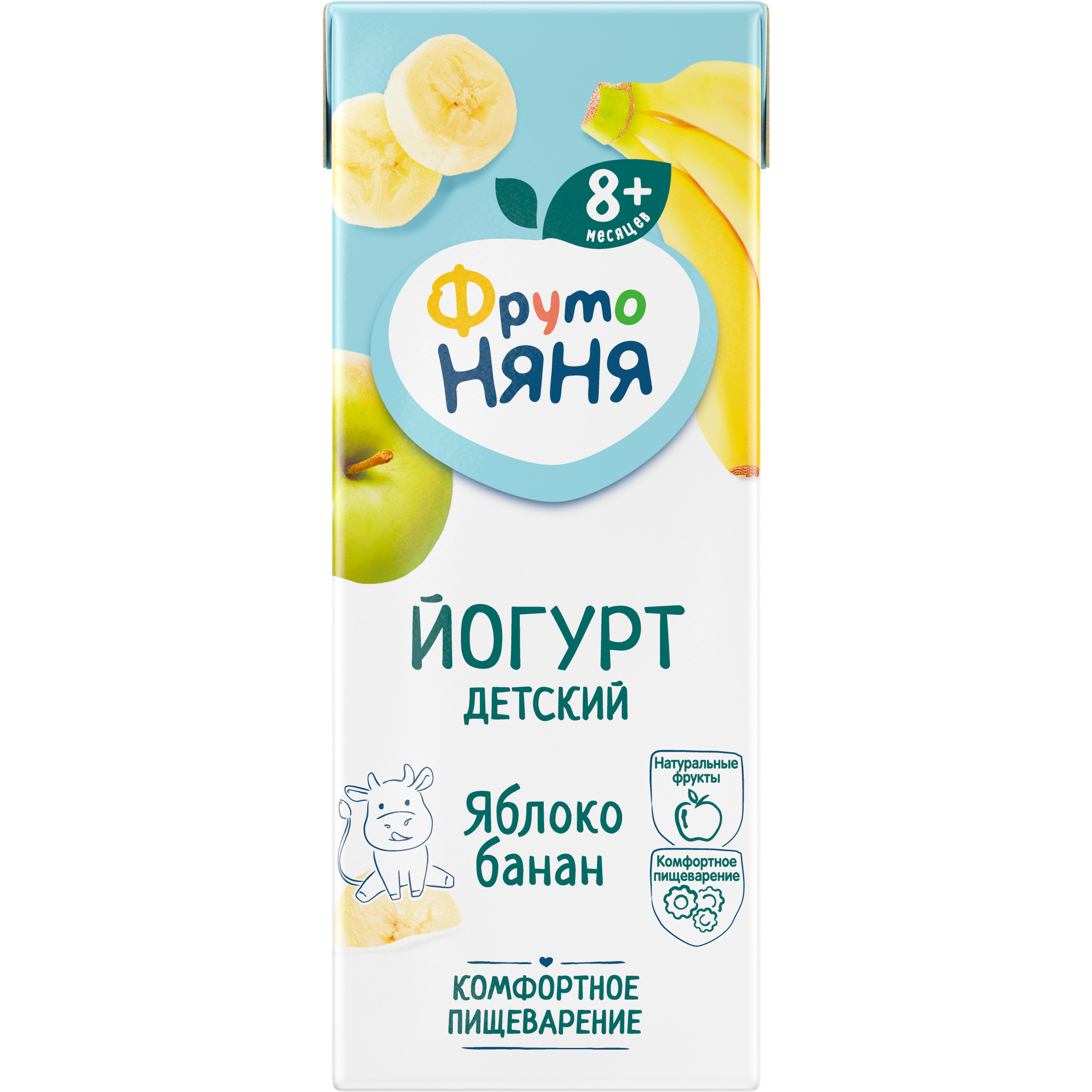Йогурт питьевой ФрутоНяня яблоко-банан 2.5% 0.2л - фото 1