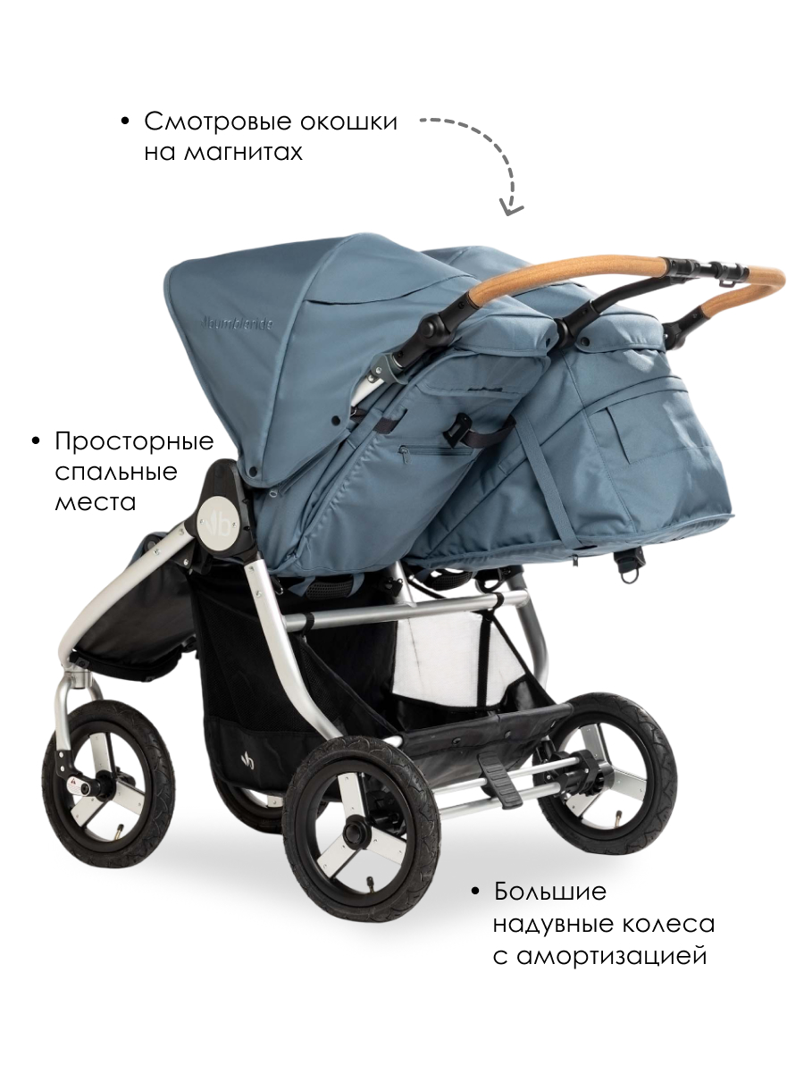 Коляска прогулочная Bumbleride Indie Twin 2025/ Ocean голубой - фото 3