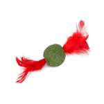 Игрушка для кошек Barbaks Шарик из кошачьей мяты с перьями 15см