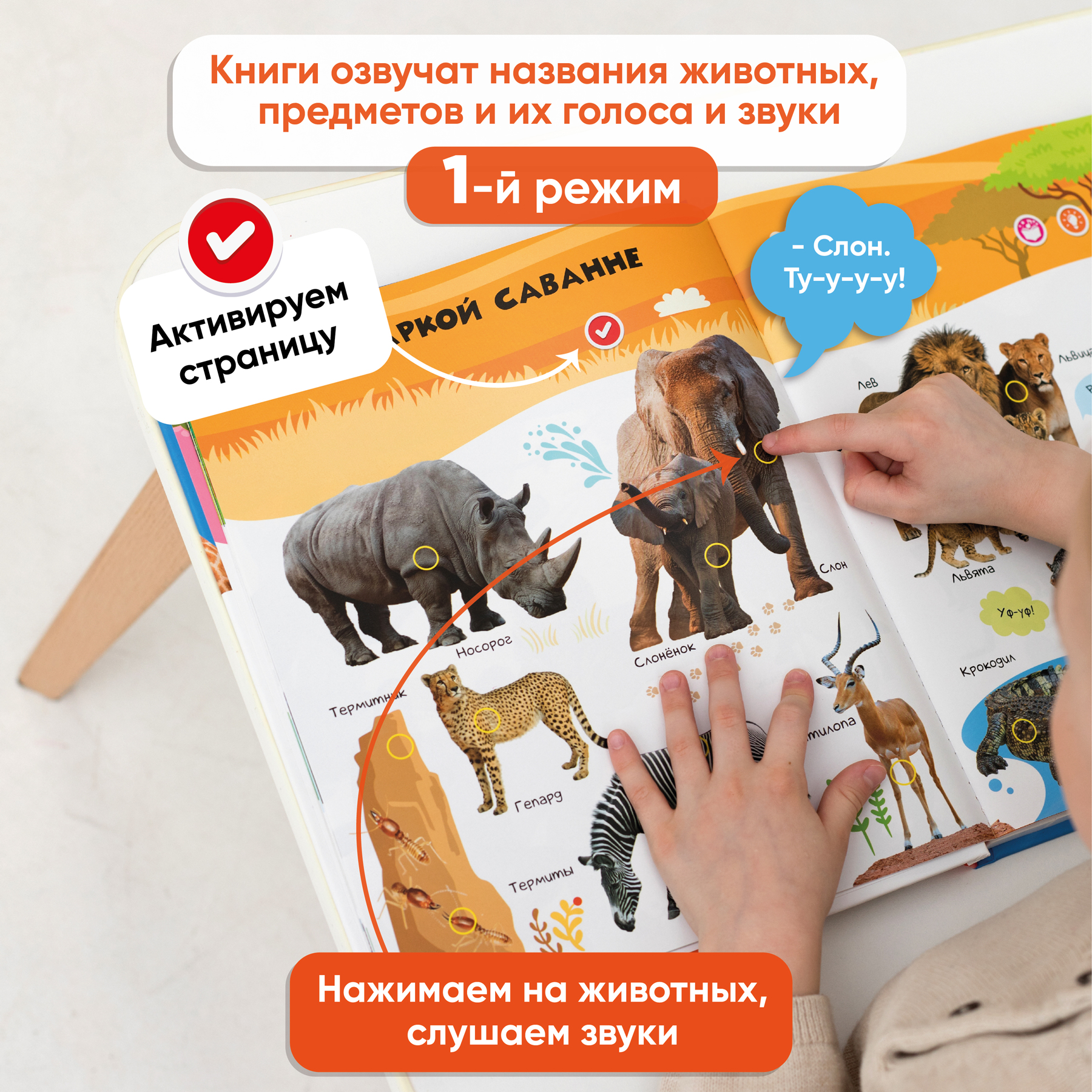 Комплект говорящих книжек BertToys Большие Нажималки: Я и мир вокруг + Животные - фото 10