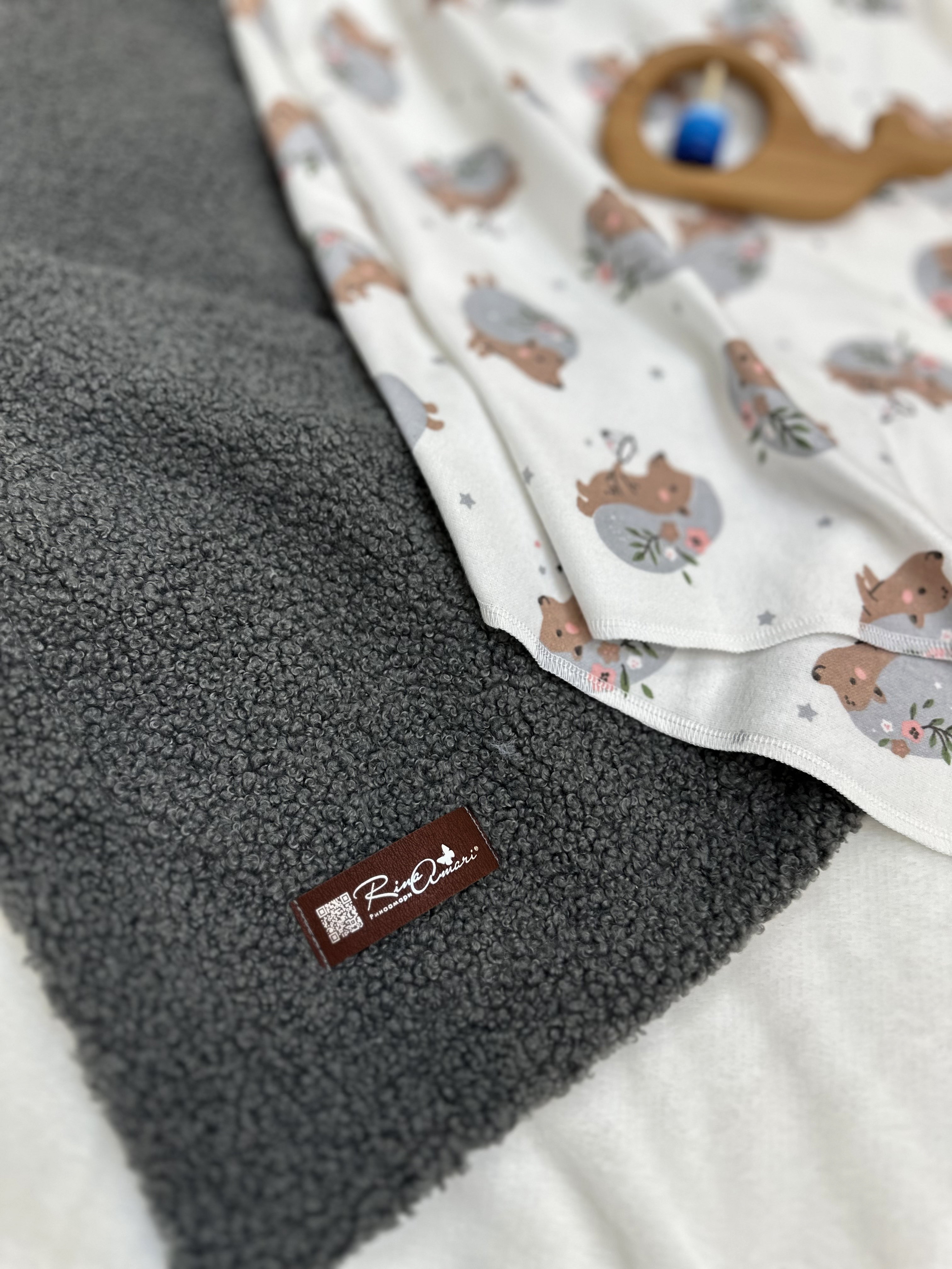 Плед RinaAmari Серый 100 x 75 см хлопок - фото 3