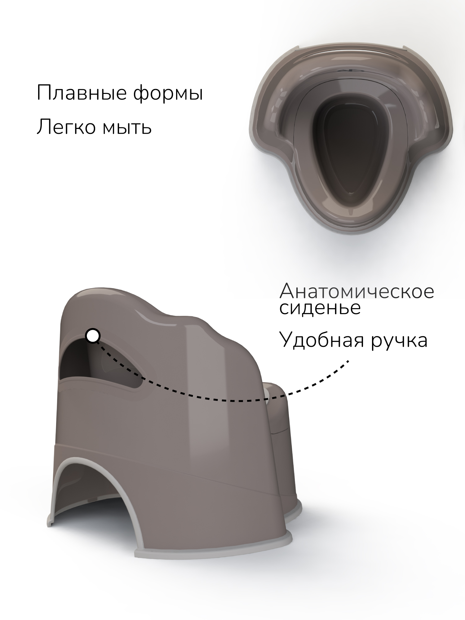 Горшок детский с крышкой Amarobaby Ergonomic серый - фото 4