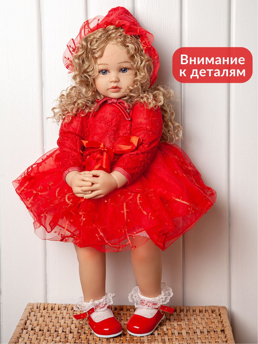 Кукла большая (ростовая) RebornChild Белла высота 60 см красная/звук - фото 4
