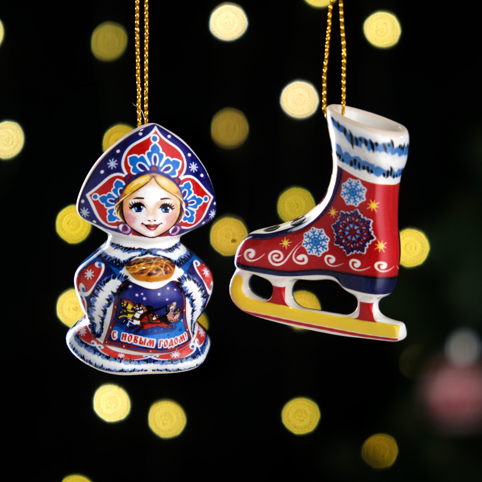 Набор Sima-Land ёлочных игрушек «Снегурочка и конек» 6 см - фото 2