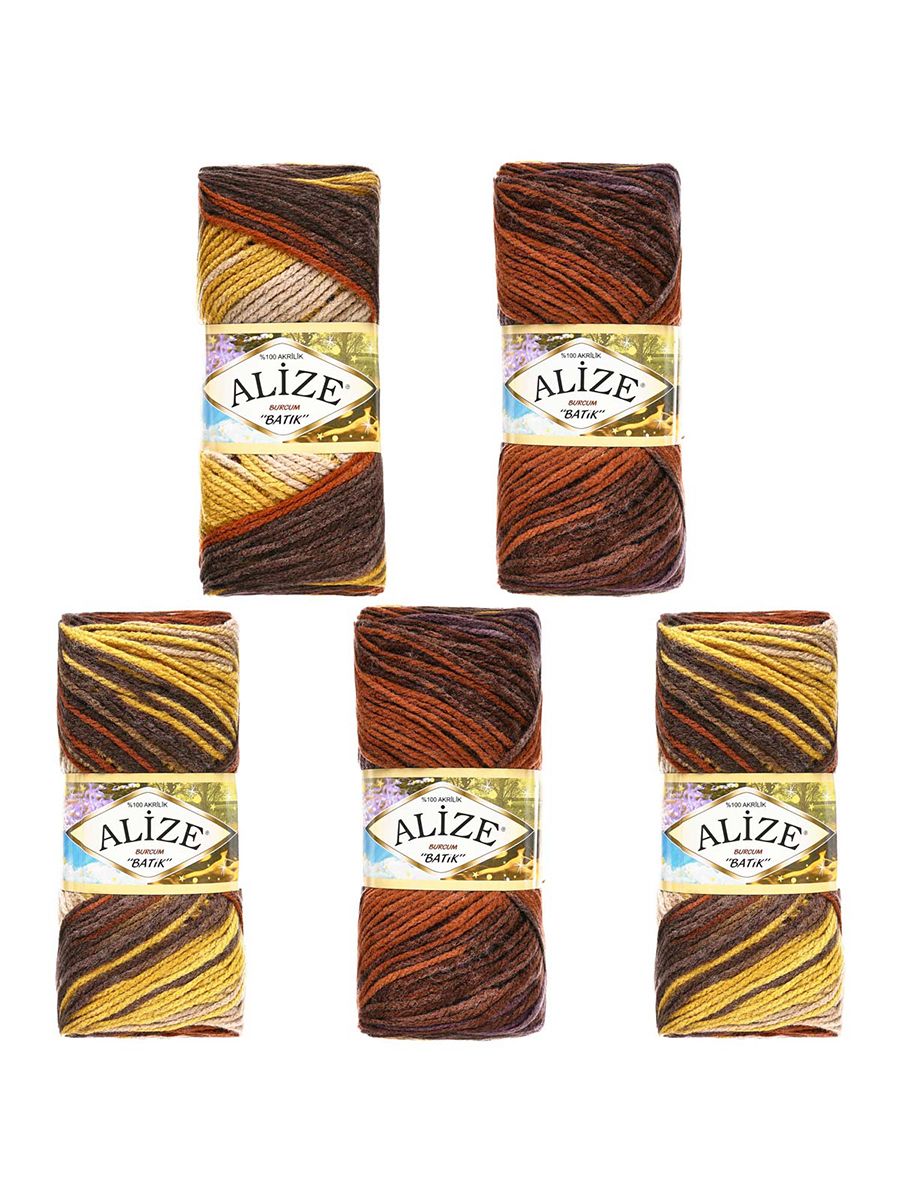 Пряжа Alize для вязания Burcum Batik 100 гр 210 м 5 мотков 3379 секционный - фото 7