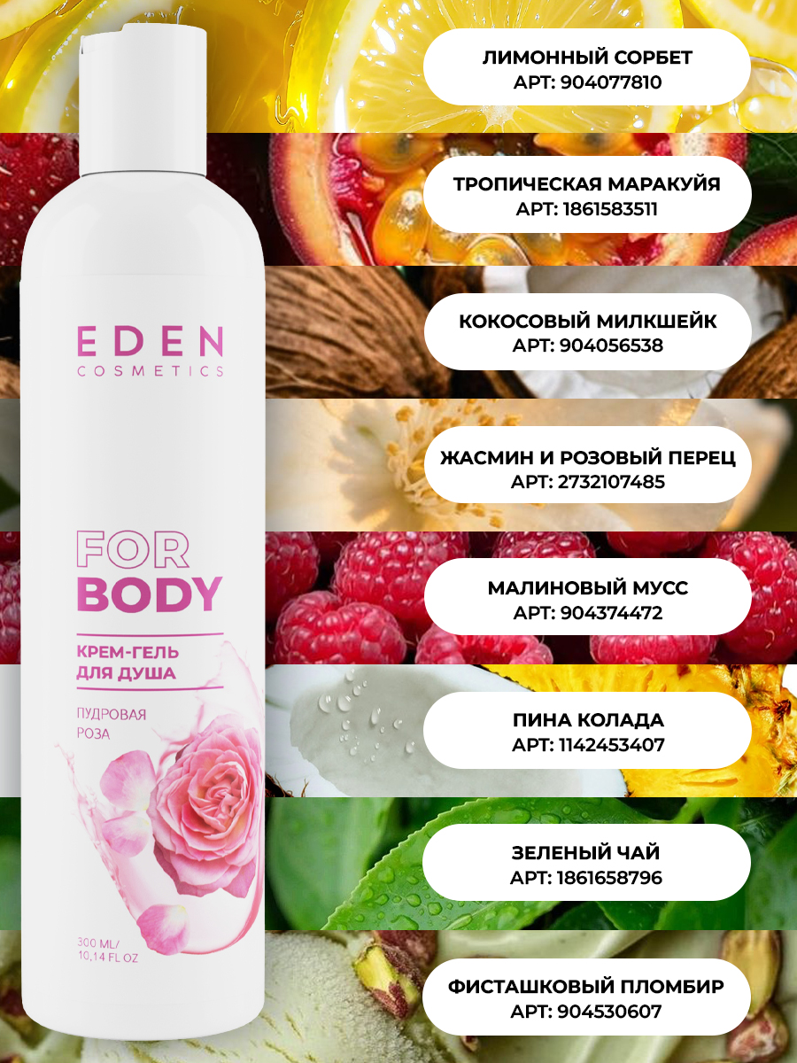 Набор EDEN Пудровая роза-Зелёный чай гель для душа - фото 4
