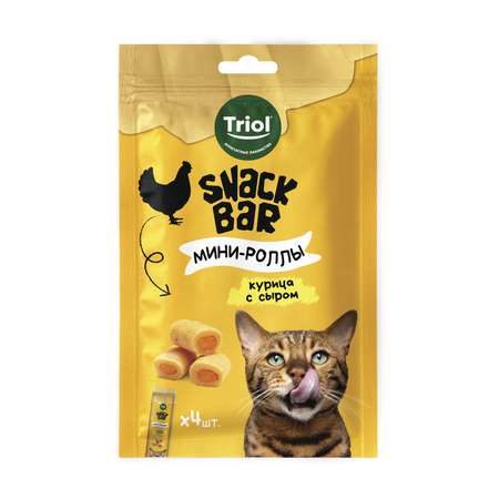 Лакомство для кошек Triol Snack Bar 40г мини-роллы с начинкой из курицы с сыром