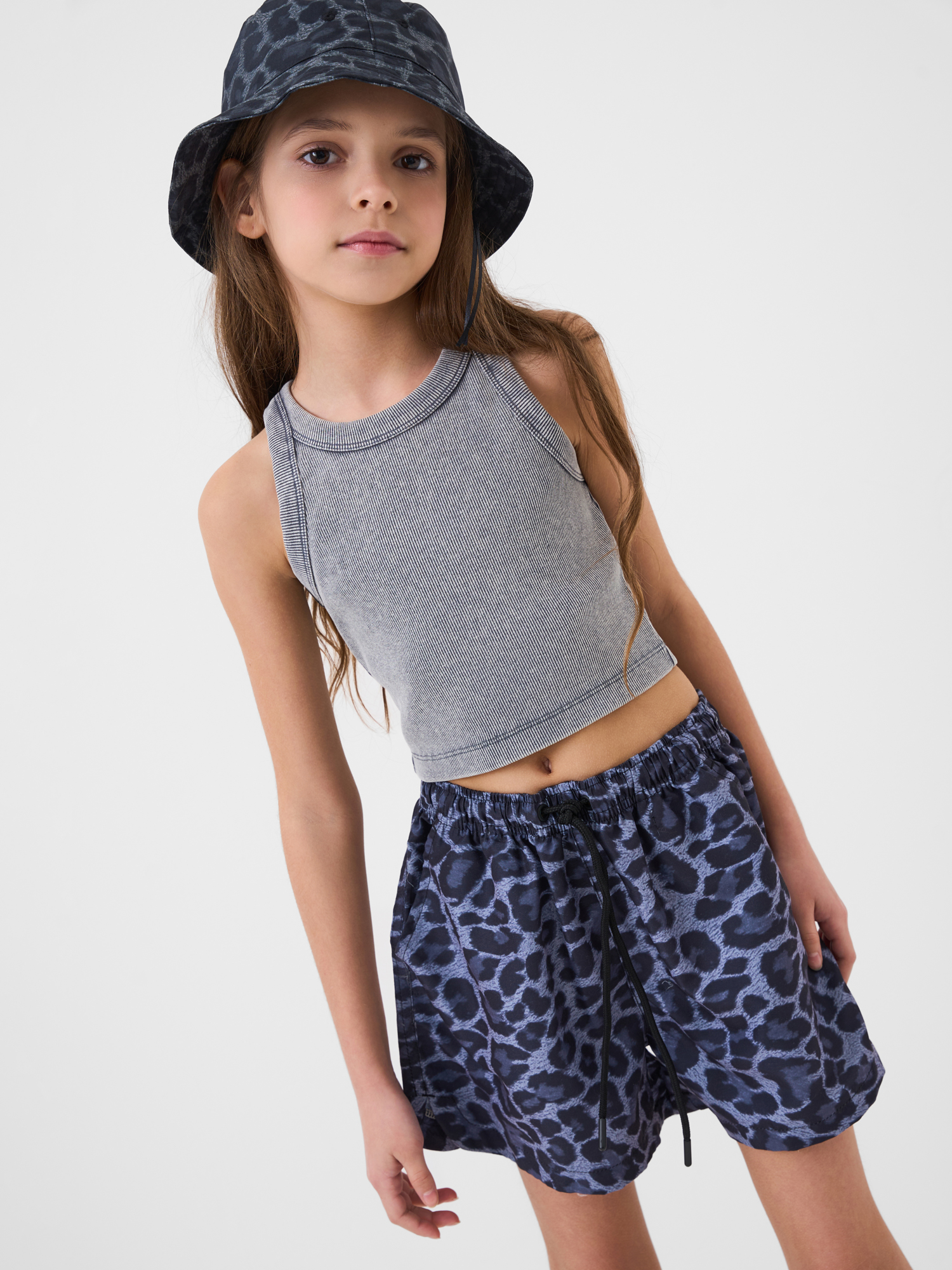 Изображение товара Шорты для плавания PlayToday 158 Л леопардовый принт серо-черные