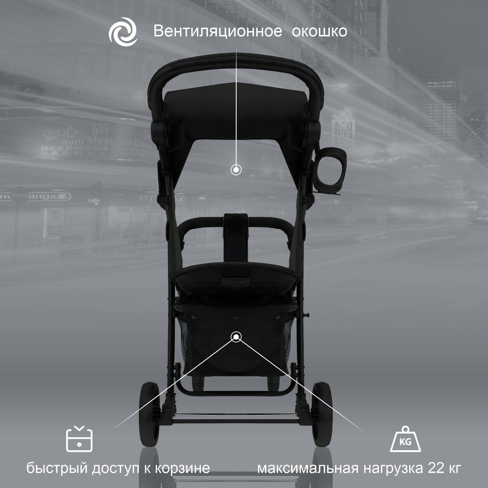 Коляска прогулочная Sweet Baby Rapido Black черный - фото 3