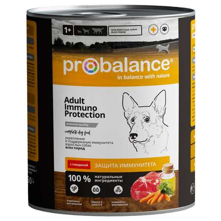 Корм консервированный ProBalance Adult Immuno Protection для собак с говядиной 850 г