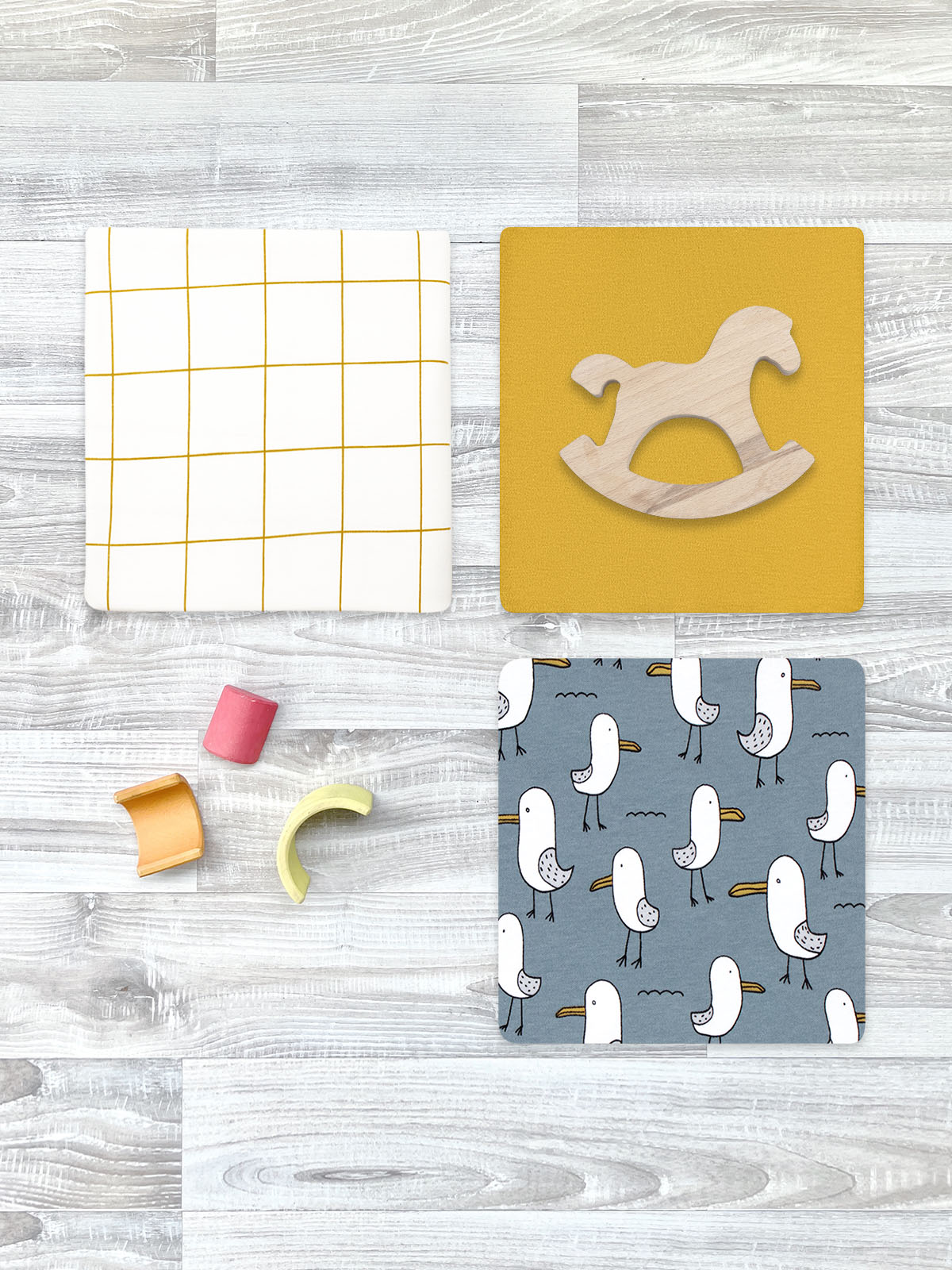 Пелёнка Mjolk Чайки/Mustard/Клетка трикотаж 85х120 см 3 шт. - фото 2