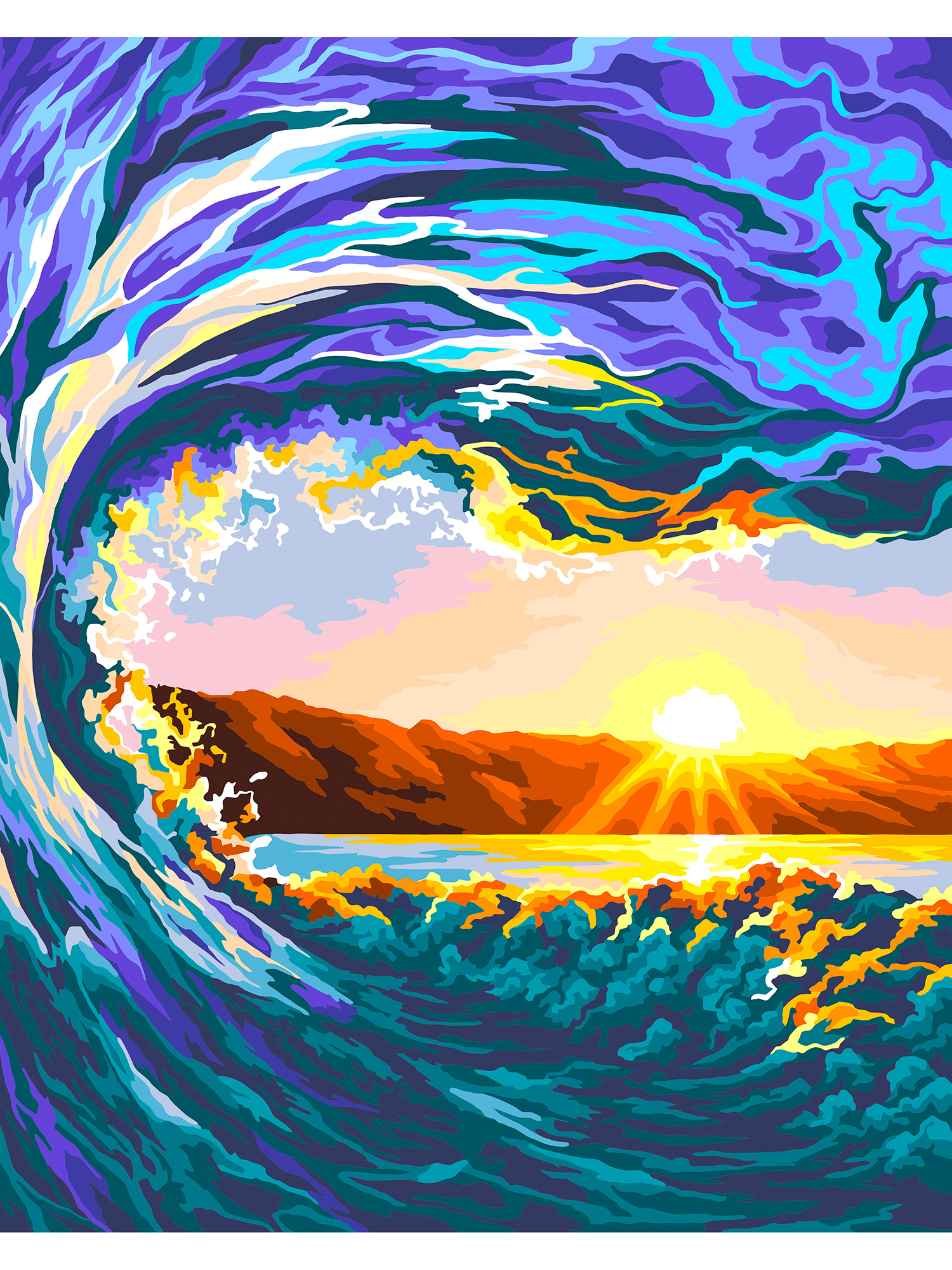 Картина по номерам Art on Canvas Волна на закате в ассортименте - фото 2