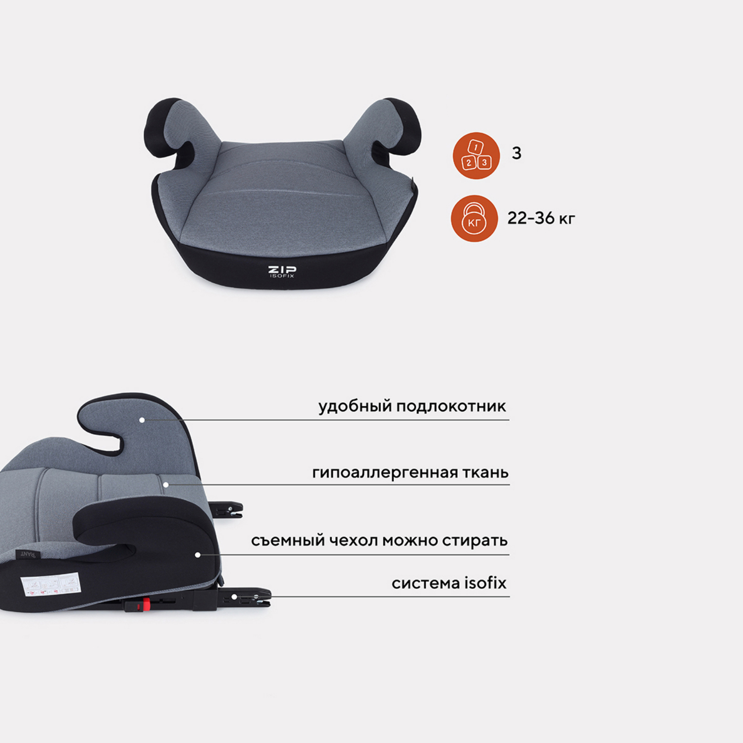 Автокресло Rant Zip Isofix 2/3 (15-36 кг) - фото 4