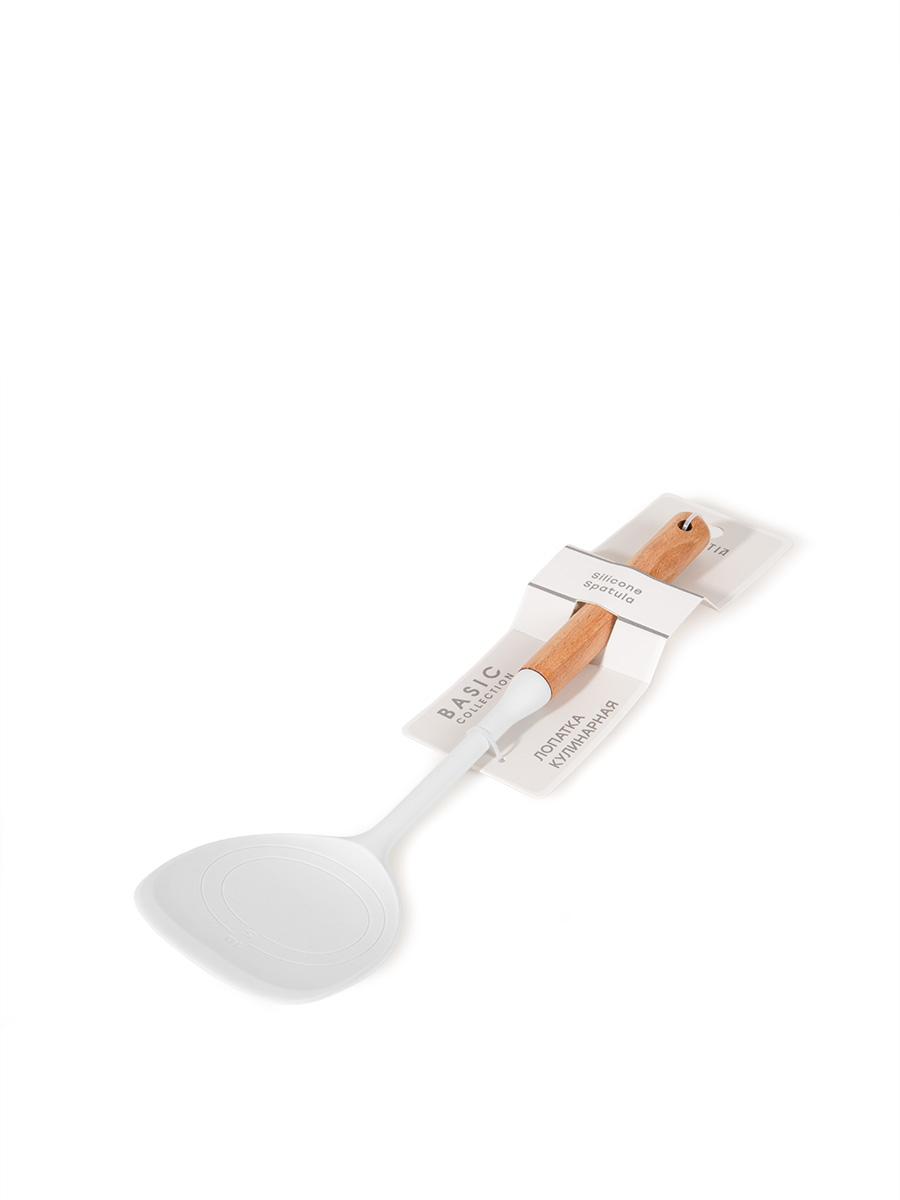 Лопатка кулинарная DeNASTIA Силвуд 33x8.5x4 см силикон бук светло-серый A000348 - фото 9