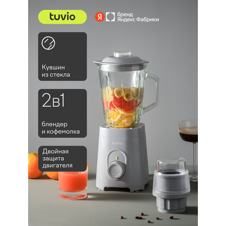 Блендер стационарный Tuvio TSB01PCG со стеклянной чашей и кофемолкой серый