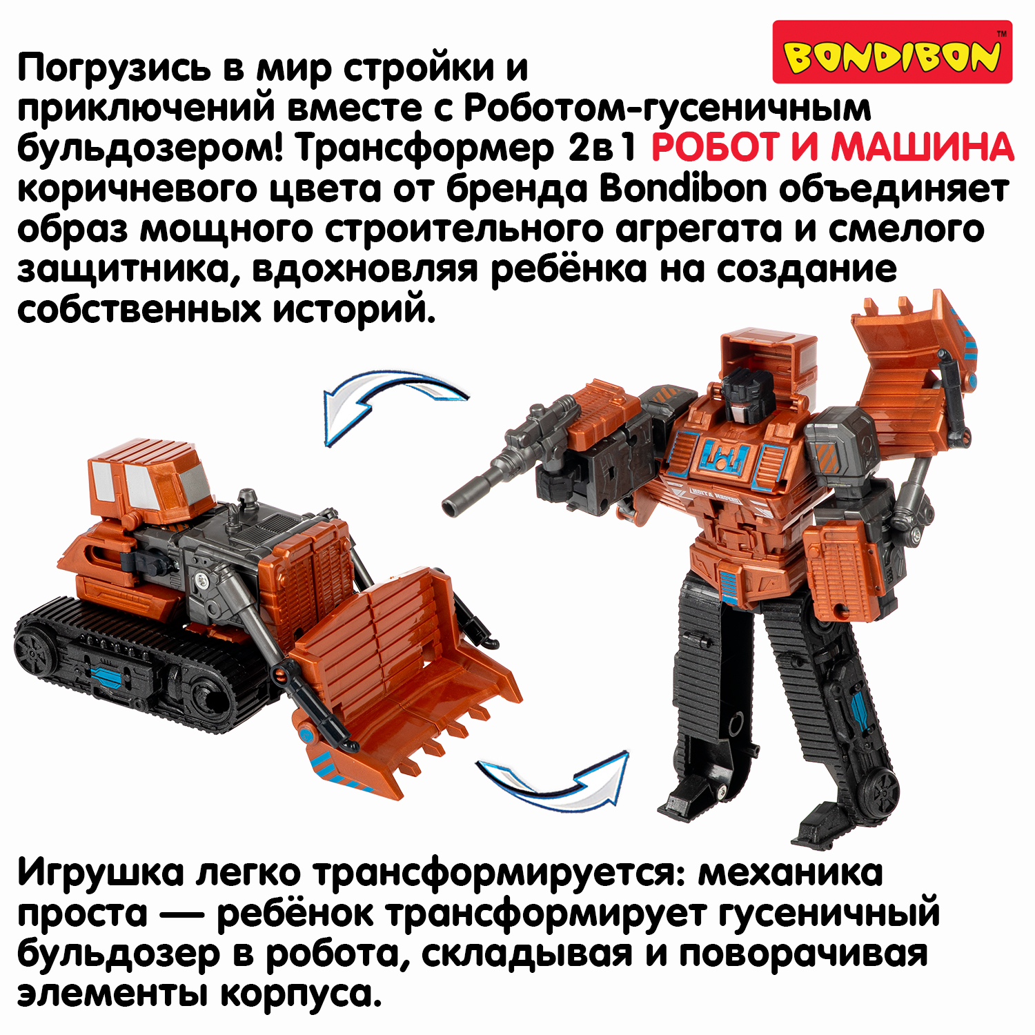 Фигурка Bondibon трансформер Робот машина 2в1 - фото 9